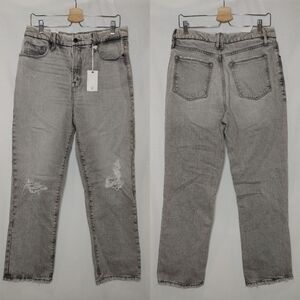 Good American Good Boy Distressed Jeans Style# GBFH062BT 12 31 Washed Gray‎ NEW